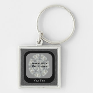Llavero Plantilla de fotografía floral negra personalizada