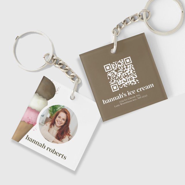 Llavero Plantilla de id. de empleado de crema de hielo emp (Business ice cream cone employee id lanyard. )