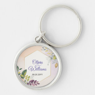 Llavero Plantilla de Invitación de Boda Floral Elegante
