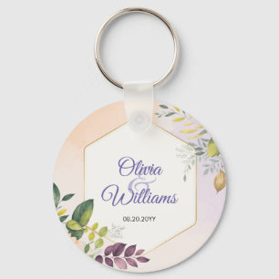 Llavero Plantilla de Invitación de Boda Floral Elegante