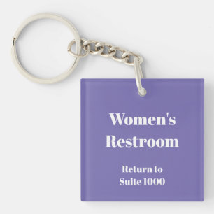 Llavero Plantilla de número de devolución de baño de mujer