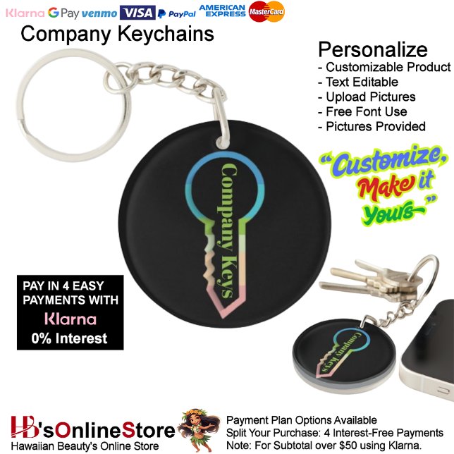 Llavero Plantilla de Personalizable de claves de compañía (Company Keys Keychain Customizable Template.)