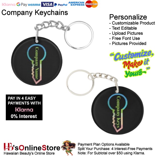 Llavero Plantilla de Personalizable de claves de compañía (Company or Household Circle Double Sided key Keychain.)
