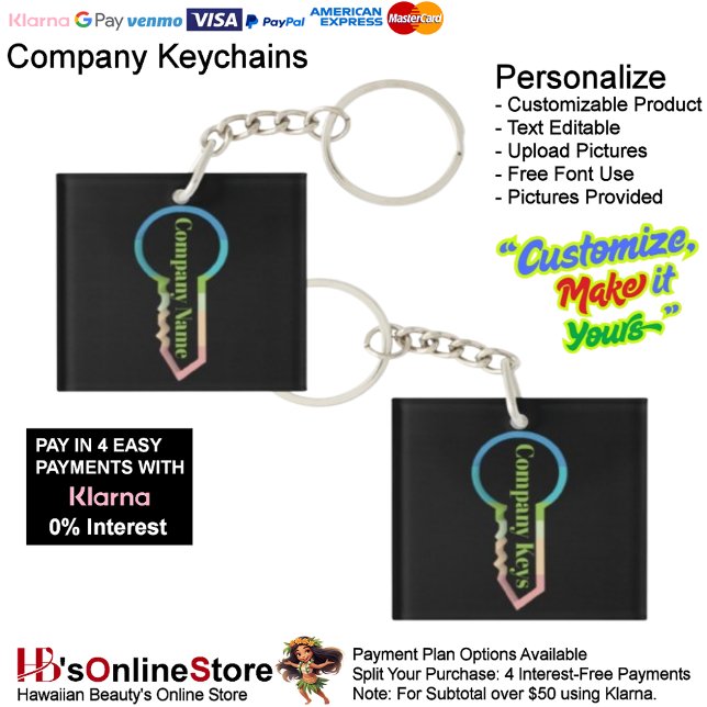 Llavero Plantilla de Personalizable de claves de compañía  (Company or Household Square Double Sided key Keychain.
)