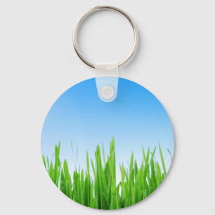 Llavero Plantilla de texto personalizado de hierba verde c