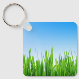 Llavero Plantilla de texto personalizado de hierba verde c