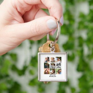 Llavero Plantilla personalizada de 9 Collages de fotos par