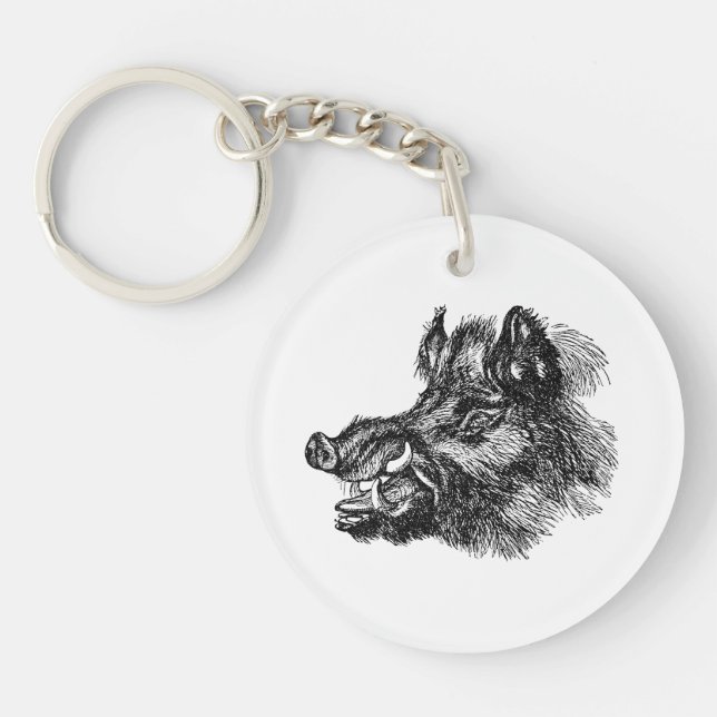 Llavero Plantilla viciosa de los colmillos del jabalí w (Frente)
