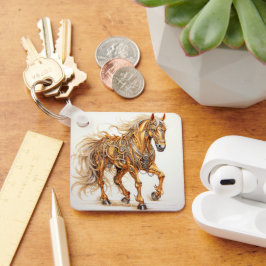 Llavero Plata mecánica de Steampunk Horse Gold