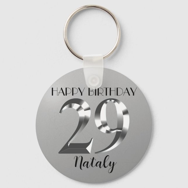 Llavero plata metálica 29 cumpleaños (Anverso)