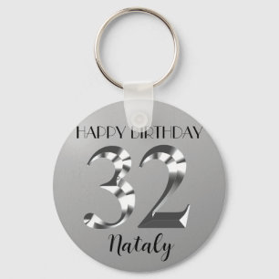 Llavero plata metálica 32 cumpleaños