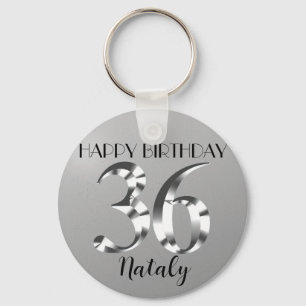 Llavero Plata metálica por 36 años