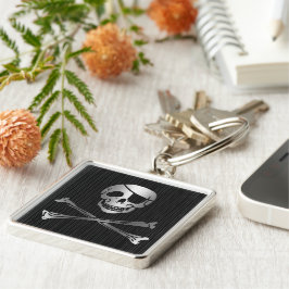 Llavero Plata pirata tribal y negro