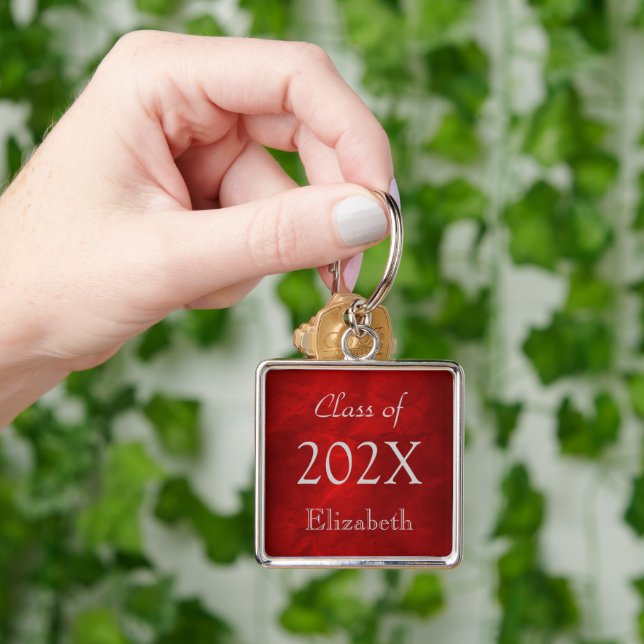 Llavero Plata sobre graduación roja (Mano)