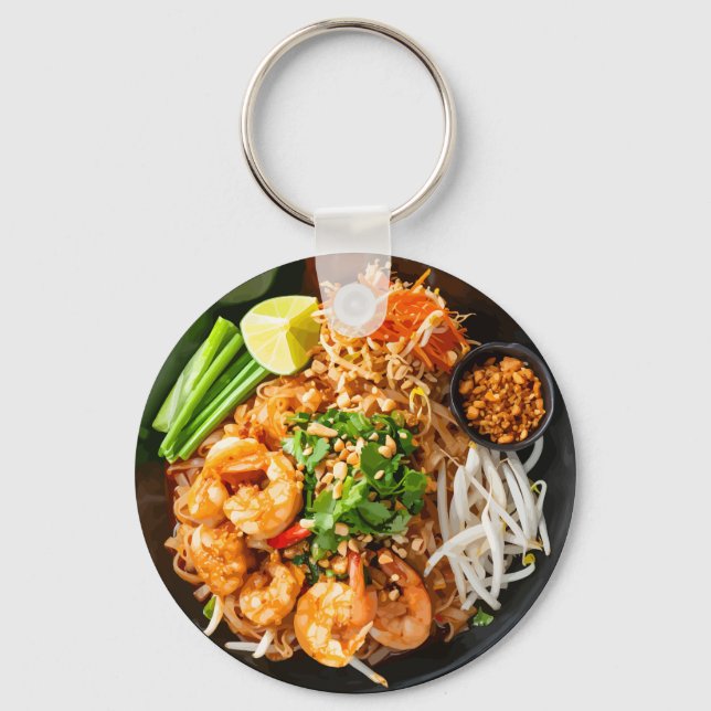 Llavero Plato de fideos Pad Thai con tema promocional  (Anverso)