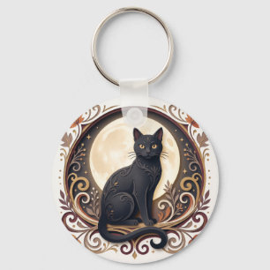Llavero Plato de papel de Halloween de gato negro vintage
