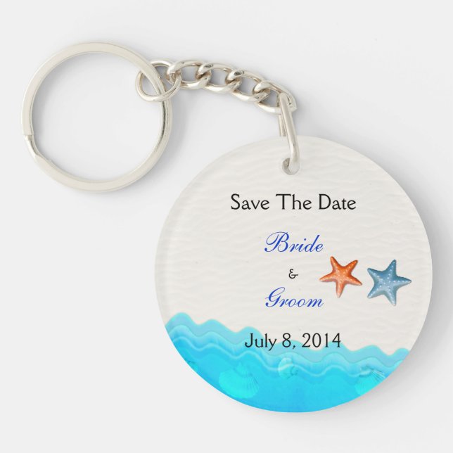 Llavero Playa Con Starfish Salvar La Fecha (Frente)