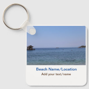 Llavero playa de agua océano playa añadir nombre de sitio