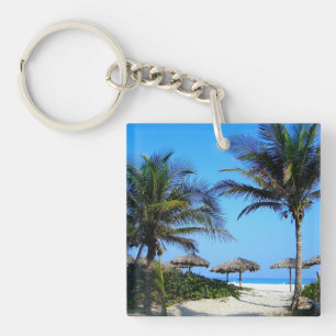 Llavero Playa de arena con palmeras y vistas al océano