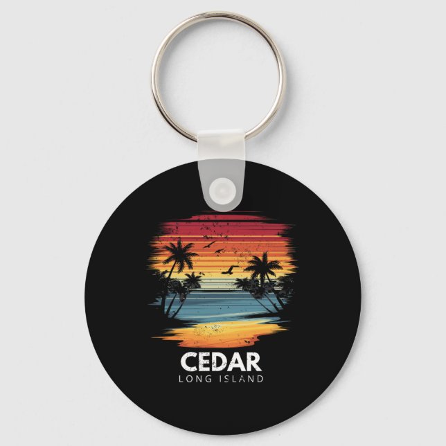 Llavero Playa de Cedar Long Island Surfboard Surfing Vinta (Anverso)