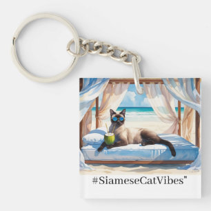 Llavero Playa de gatos temática para amantes de gatos siam