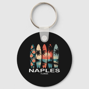 Llavero Playa de Nápoles Florida Surfboard Surfing Retro _