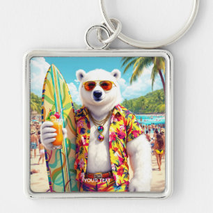 Llavero Playa de oso polar linda fantasía