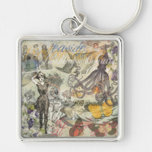 Llavero Playa de Pulpo Antiguo Steampunk Costero