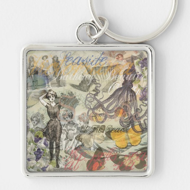 Llavero Playa de Pulpo Antiguo Steampunk Costero (Frente)