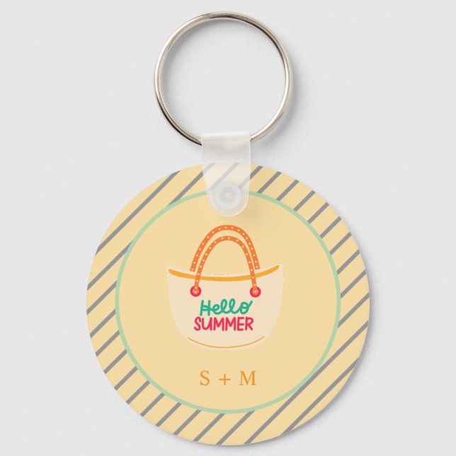 Llavero Playa de verano de acuarela moderna (Anverso)