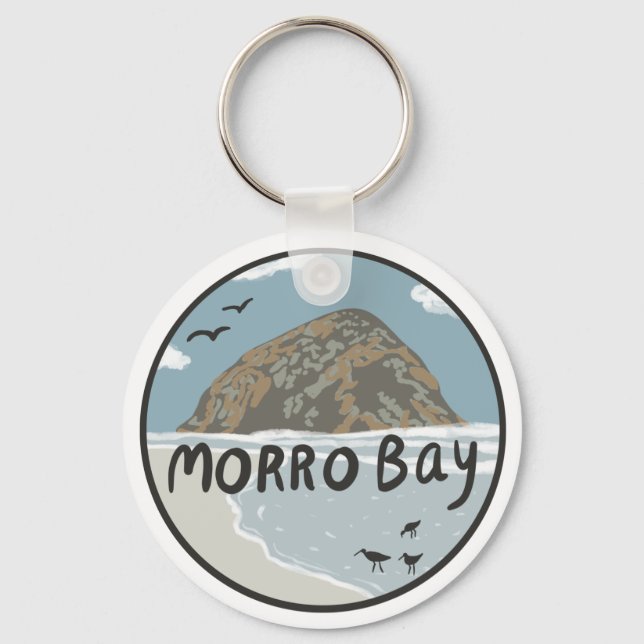 Llavero Playa del Ilustracion de Morro Bay Central Califor (Anverso)