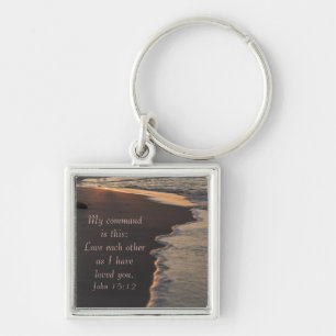 Llavero Playa Pareja Caminando Al Sunrise John 15 12