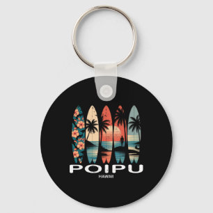 Llavero Playa Poipu Hawaii Surfboard Surfing Retro