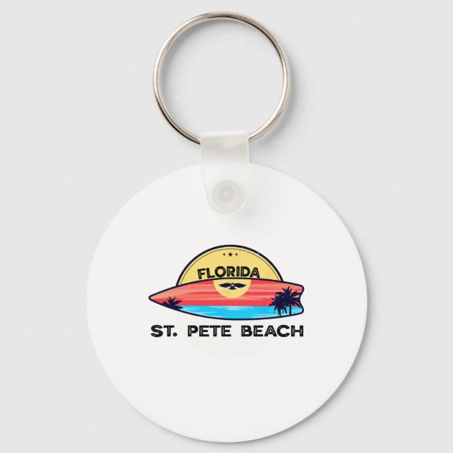 Llavero Playa St Pete Florida Tabla de surf Playa Surfing  (Anverso)