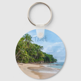 Llavero Playa Tahiti Sand Blue Sky Palm Trees