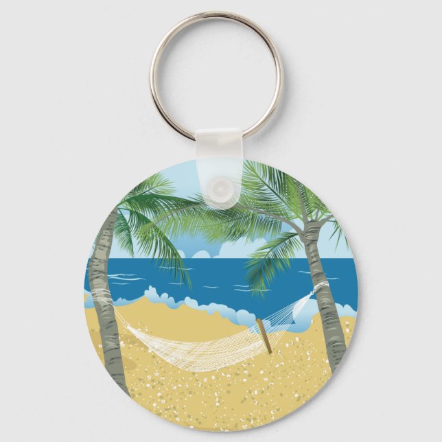 Llavero Playa ~ Vacaciones Tropical Beach Hammock (Anverso)