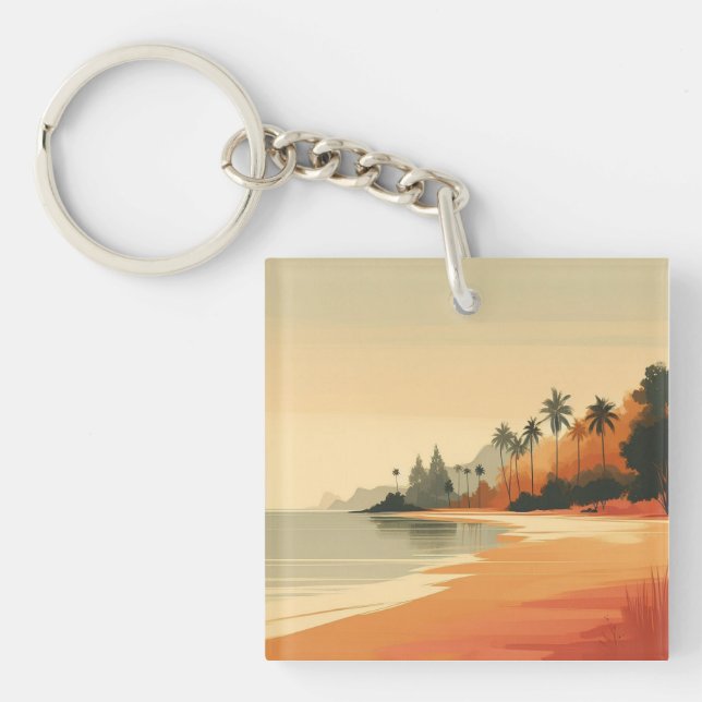 Llavero Playa vintage/retro/tropical (Frente)