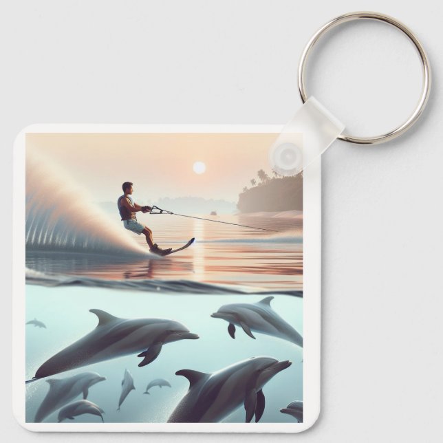 Llavero Playa y delfines (Reverso )