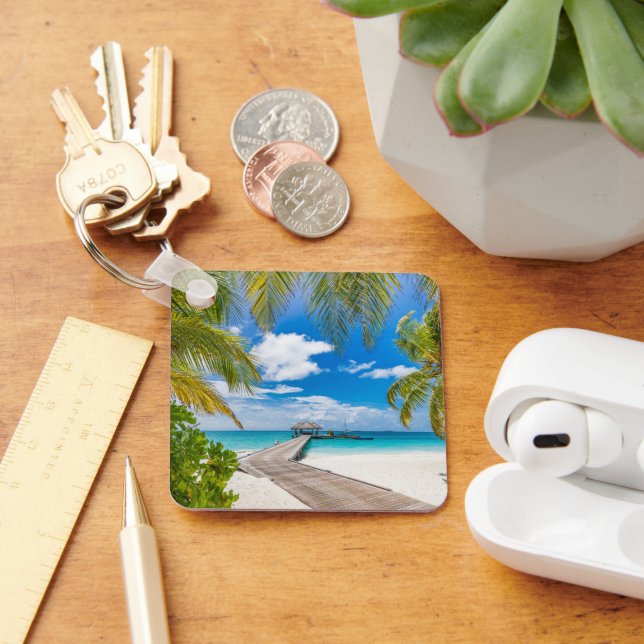 Llavero Playas tropicales | Muelle de madera de la isla de (Escritorio )