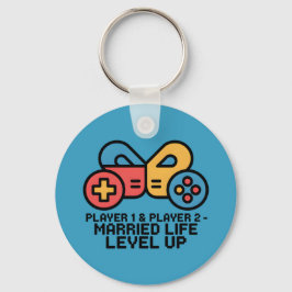 Llavero Player 1 & 2 Married Gamer Level Up Art