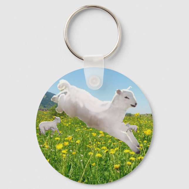 Llavero Playful Leaping Lambs Easter   (Anverso)