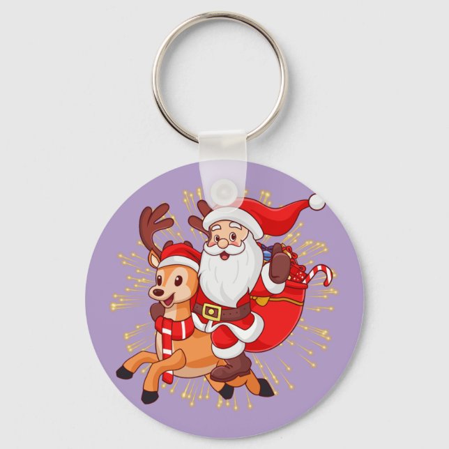 Llavero **"Playful Santa Claus Design – Fun and Festive Ch (Anverso)
