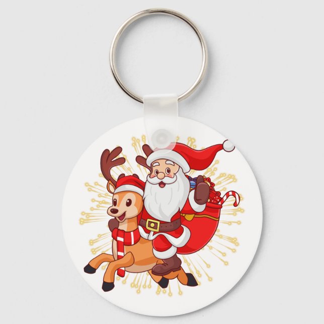 Llavero **"Playful Santa Claus Design – Fun and Festive Ch (Anverso)