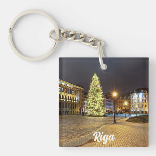 Llavero Plaza Cúpula con árbol de Navidad en Riga