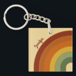 Llavero Plaza del Arcoiris con capas retro apagadas<br><div class="desc">Diseño de arco iris retro. capas de arcoiris en colores apagados,  naranja,  rojo y verde. Regalos arcoiris de los años 70,  decoración casera.</div>