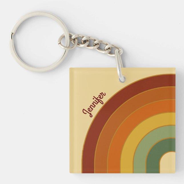 Llavero Plaza del Arcoiris con capas retro apagadas (Frente)