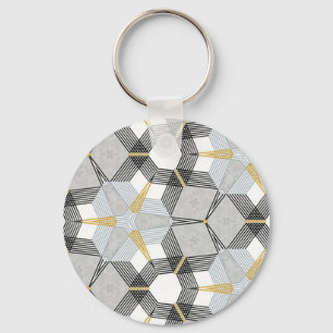 Llavero Plaza hexagonal colorida: caleidoscopio geométrico