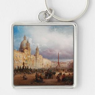 Llavero Plaza Navona Mercado Roma 1850 Arte