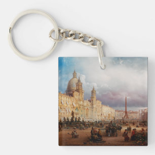 Llavero Plaza Navona Roma Mercado 1850 Arte