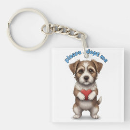 Llavero Please Adopt Me – Cute Rescue Dog Illustration wit